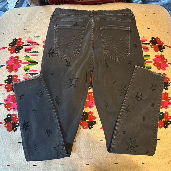 MOTHER star stitched black skinny jeans - Picture 2 of 4